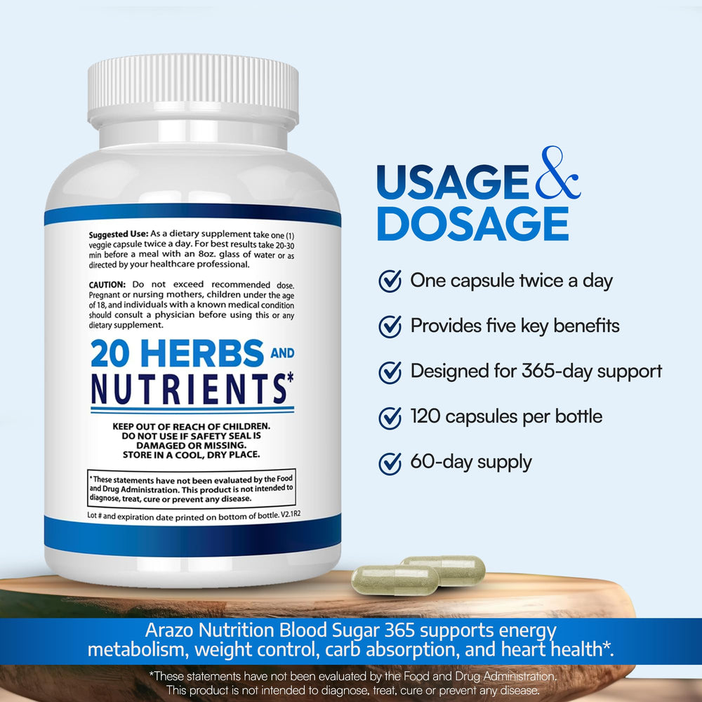 Blood Sugar 365 capsules displayed in bottle