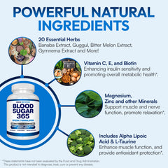 Arazo Nutrition Blood Sugar 365 label detail highlights GMP quality and safety
