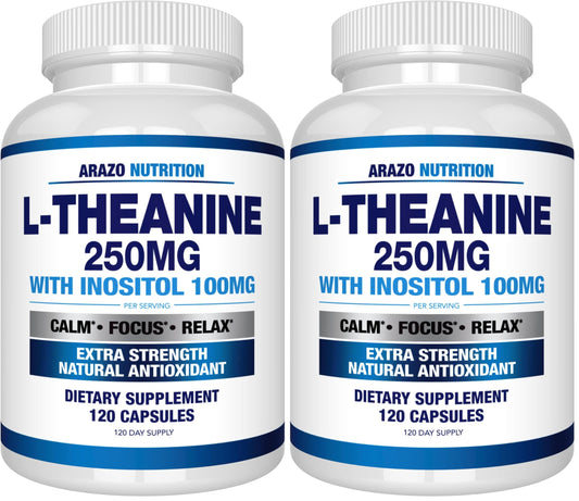 Hero image of Arazo Nutrition L-Theanine 250mg Extra Strength with Inositol 100mg – Pack of 2