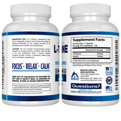 Product label showing L-Theanine 250mg and Inositol 100mg per capsule