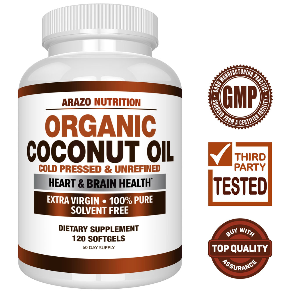 Arazo Nutrition Organic Coconut Oil 2000 MG bottle back label