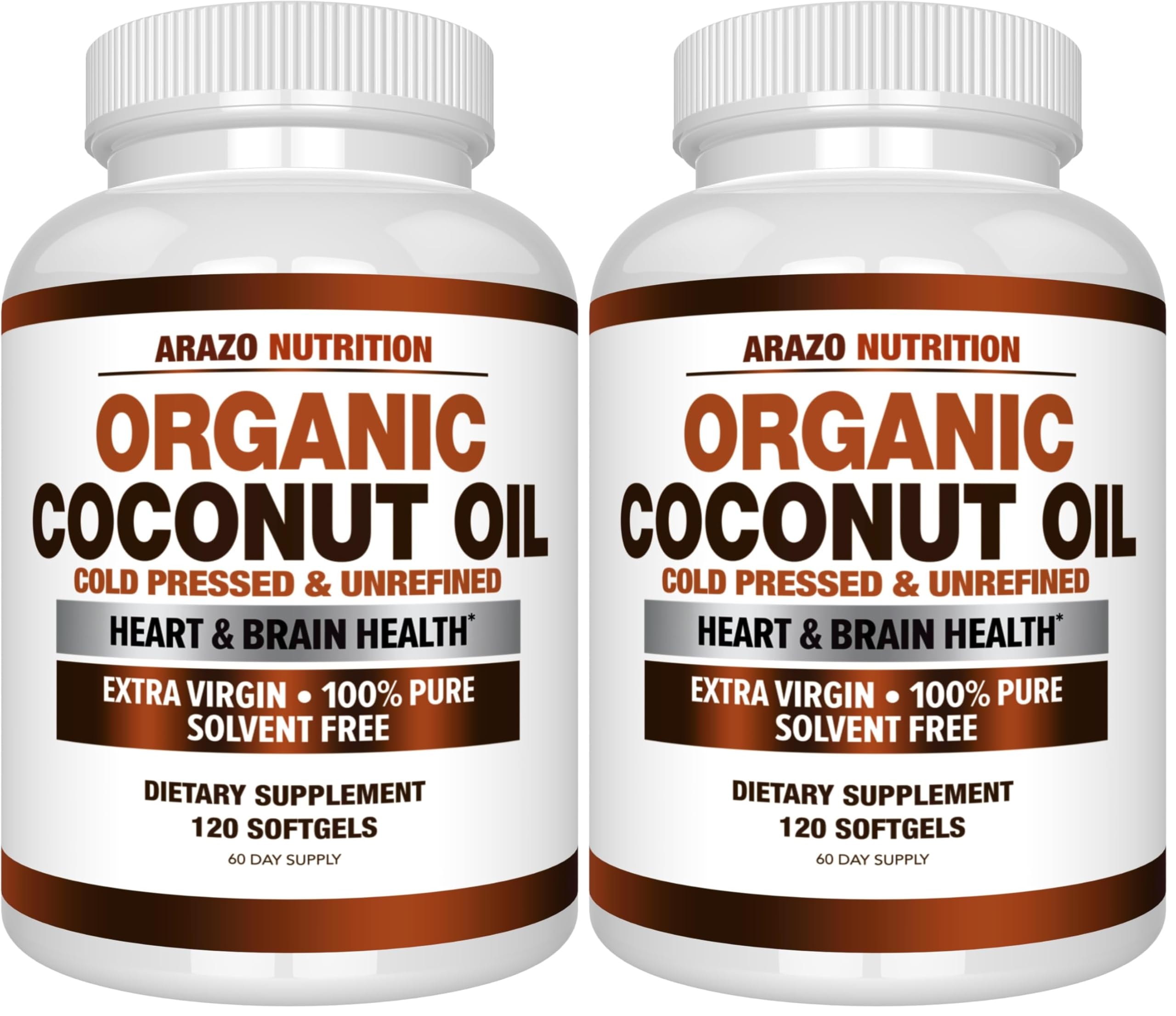 Arazo Nutrition Organic Coconut Oil 2000 MG bottle front - pack 2