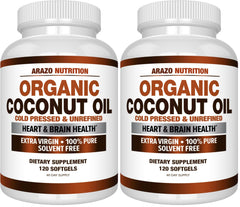 Arazo Nutrition Organic Coconut Oil 2000 MG bottle front - pack 2