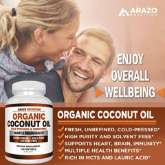 Close-up of softgels from Arazo Nutrition Organic Coconut Oil 2000 MG