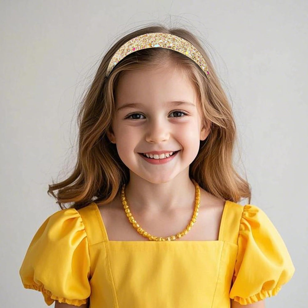 ARBEYOOU glitter gold headband adds glamorous shine for celebrations