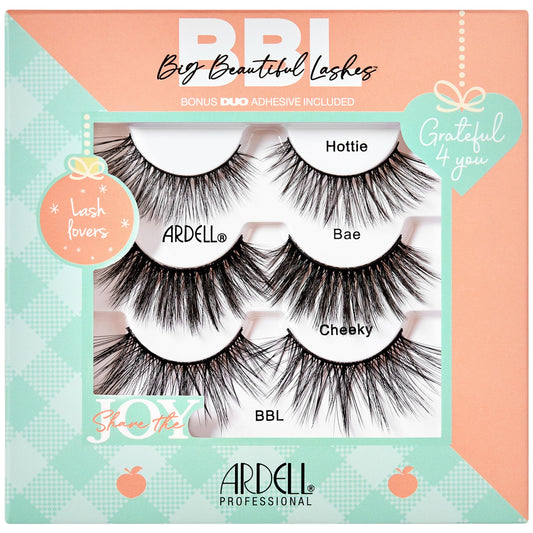 Ardell BBL gift set lashes closeup with wispy volume for seamless day-to-night looks