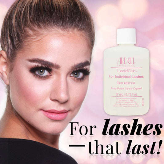 Ardell LashTite application with individual lashes showing natural blend and secure hold.