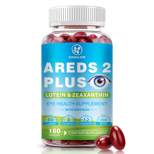 Bottle of AREDS 2+ Advanced Eye Vitamins Softgels with 160 count, front view