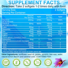 Back view of AREDS 2+ Softgels bottle with nutrition label
