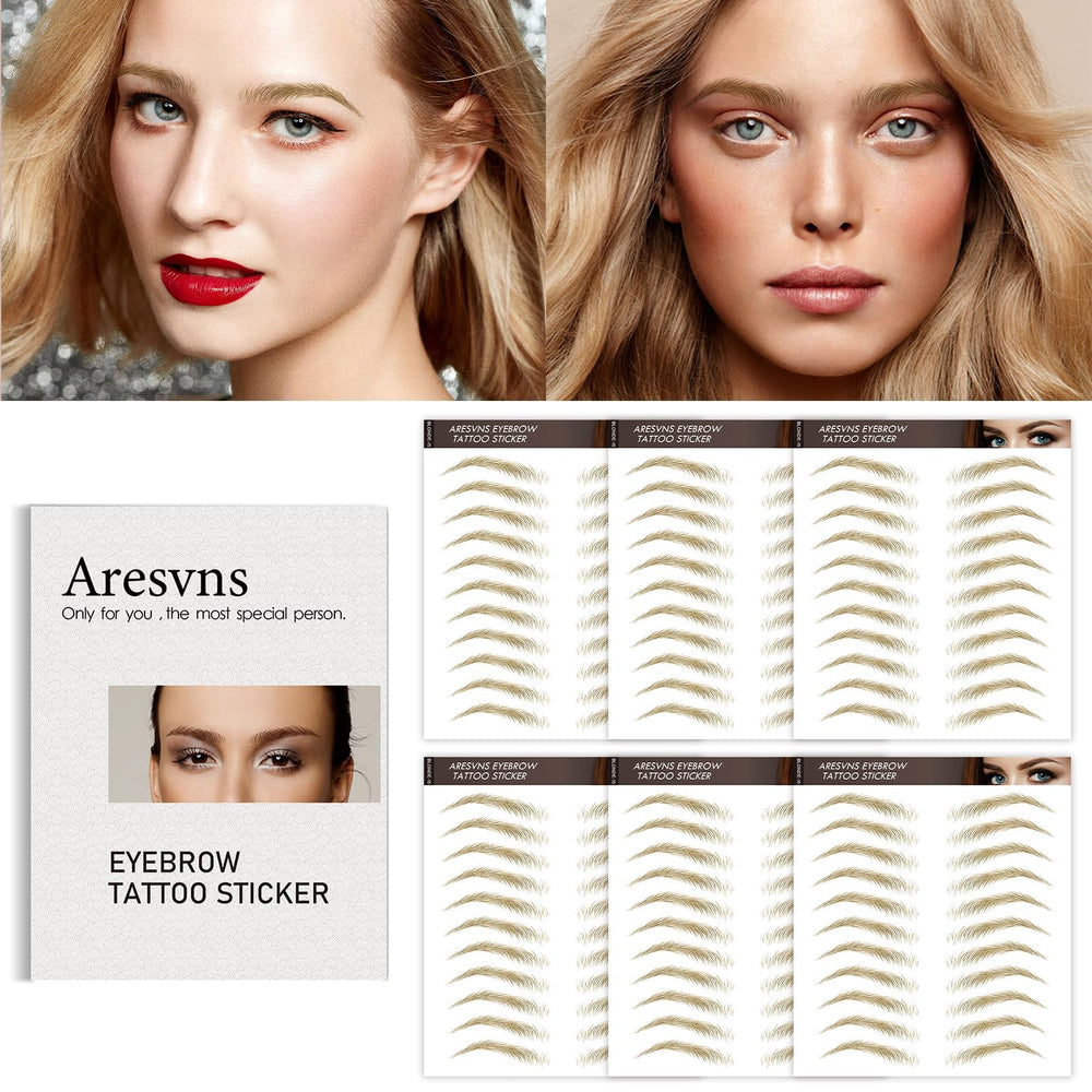 Aresvns Six Sheets Eyebrow Tattoos provide easy shape options.