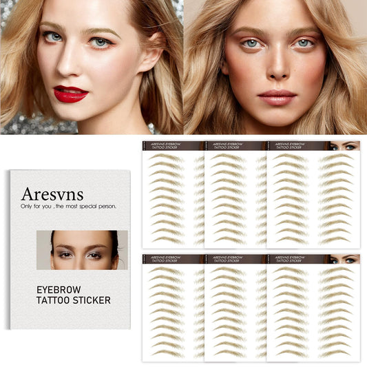 Aresvns Six Sheets Eyebrow Tattoos provide easy shape options.