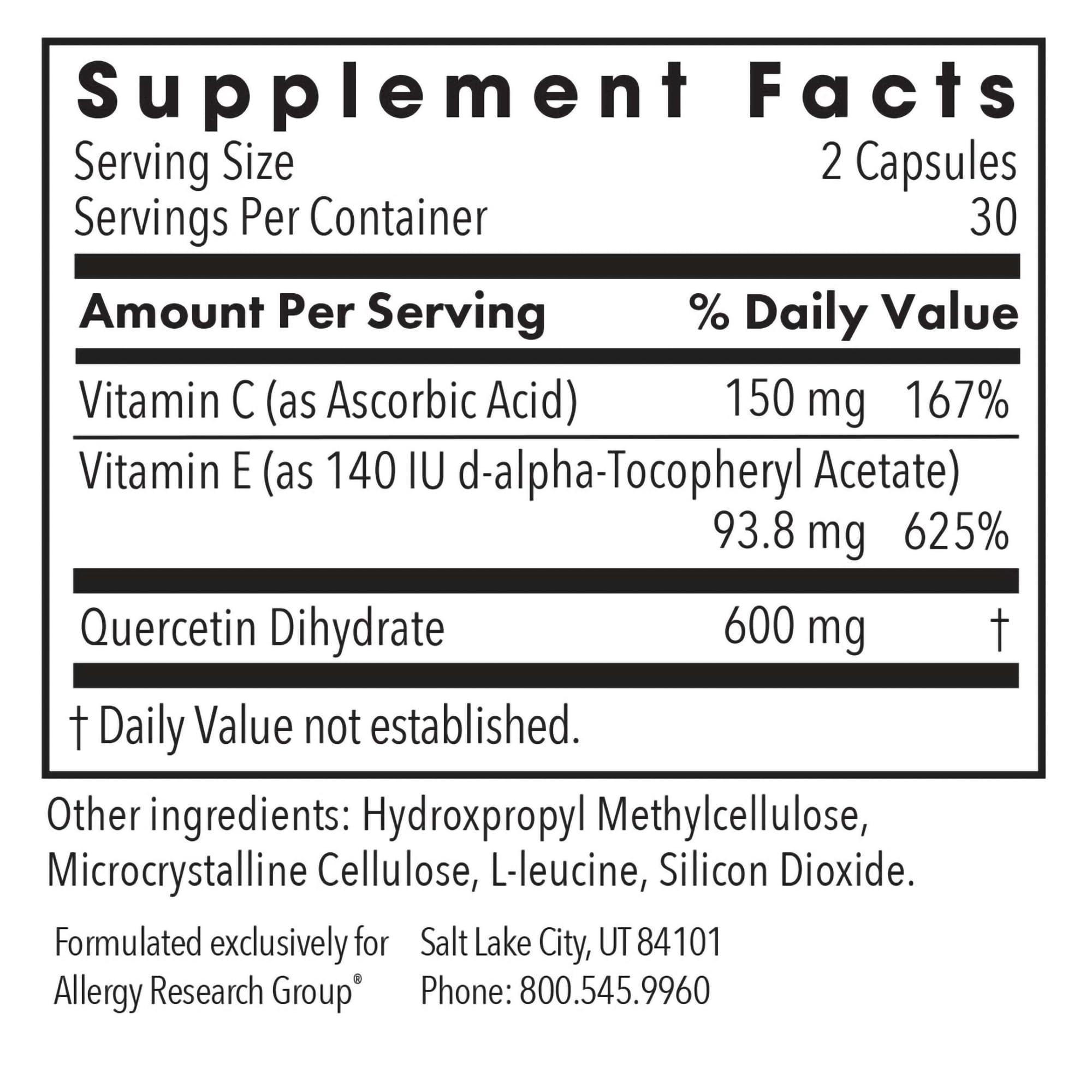Quercetin 300 capsules in bottle
