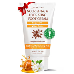 Argaviva foot cream bottle delivering deep hydration for dry, cracked heels.