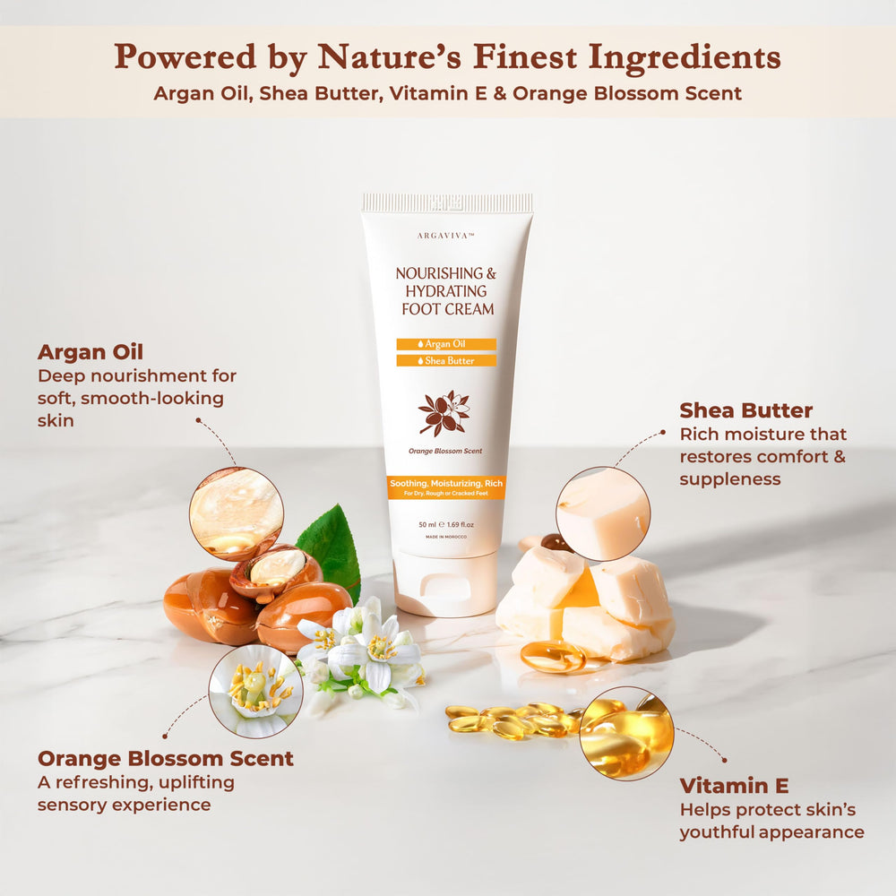 Regular use of Argaviva foot cream softens heels for smoother feet.