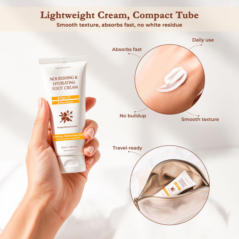 Argaviva cream enriched with vitamin E for nourished feet.