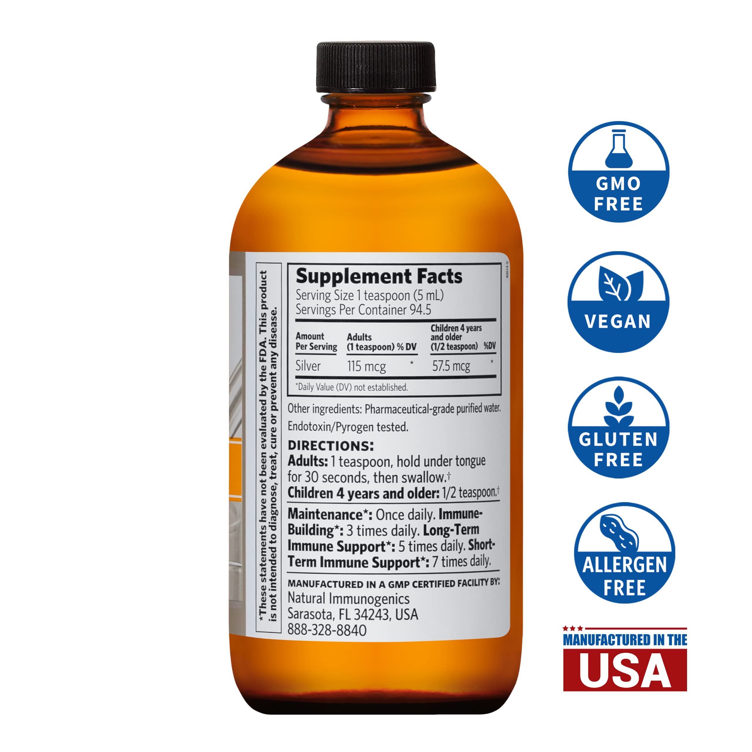 Bio-active silver hydrosol 473 ml label with 23 ppm