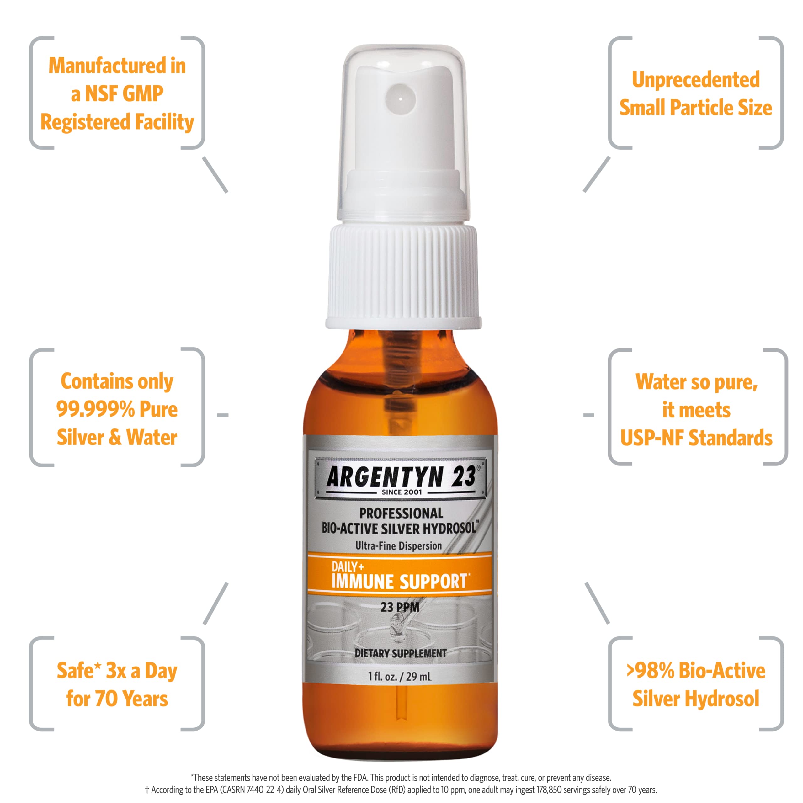 Argentyn 23 fine mist spray bottle for immune support