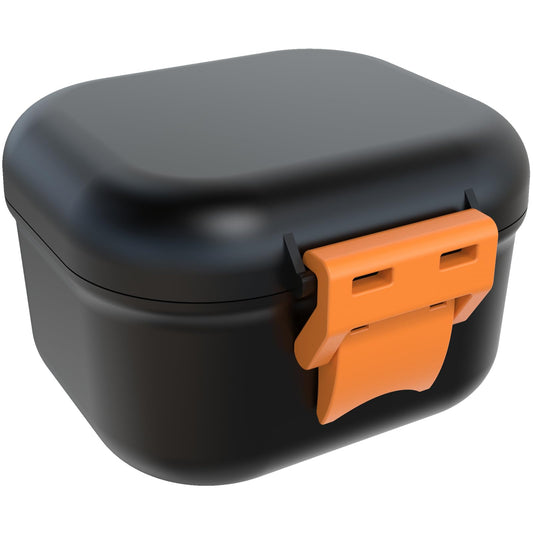 Close-up of leak-proof hinges on the denture bath cup