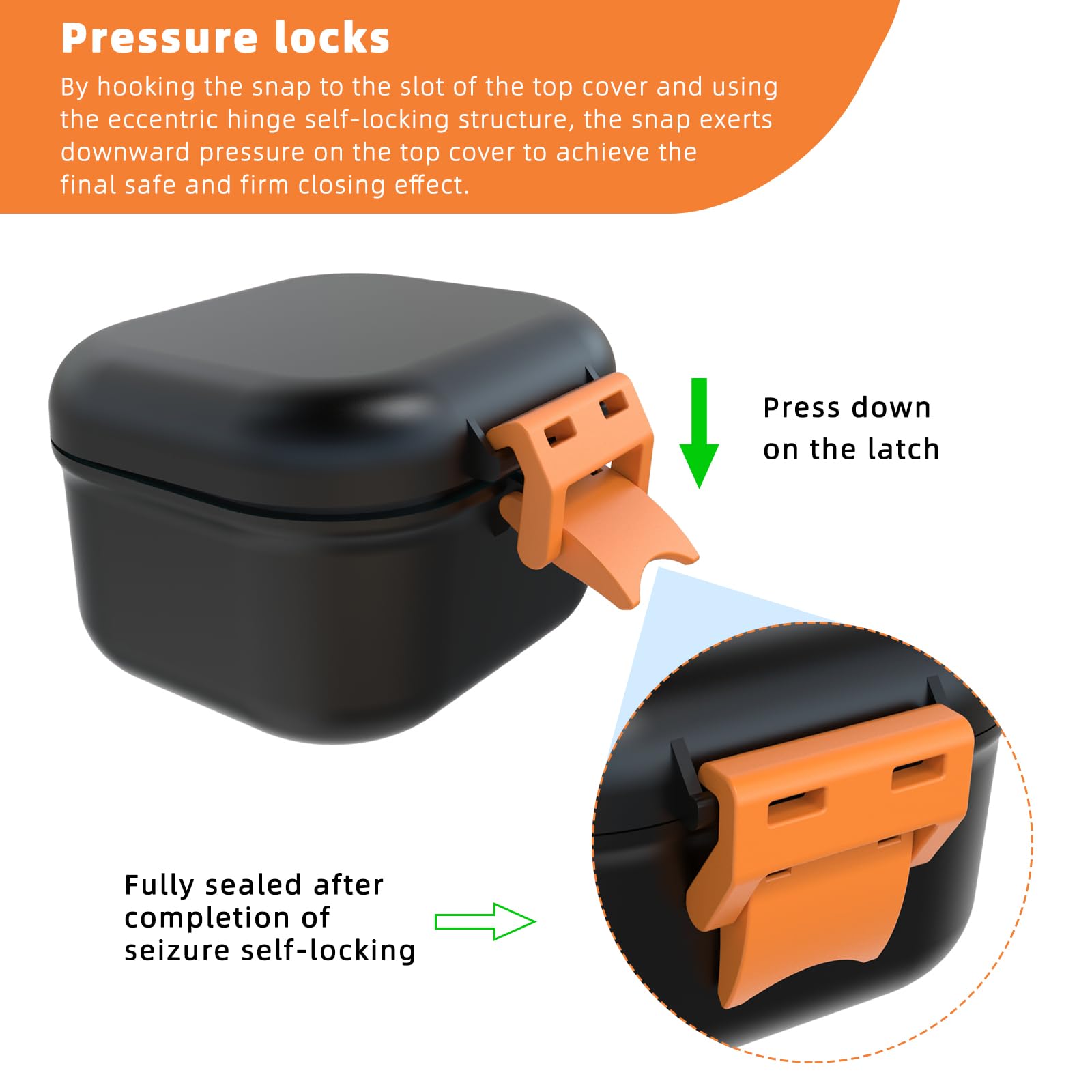 Leak-proof silicone seal around the lid of the denture bath cup