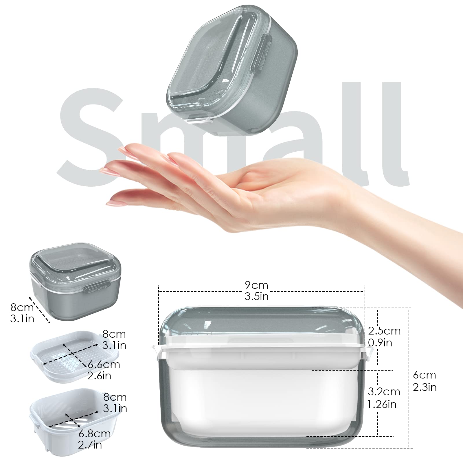 Compact interior designed for storing dentures