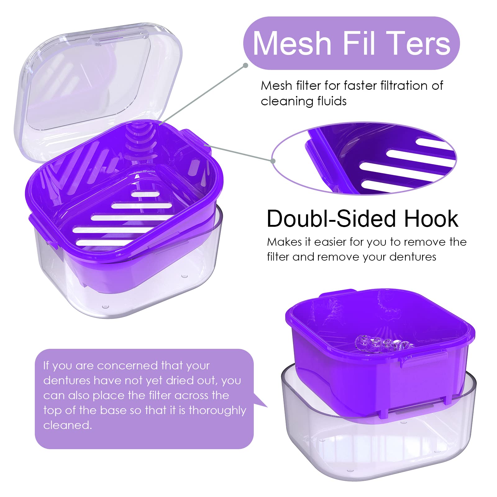 Multi-Purpose Denture Case for Dentures, Pacifiers, Jewelry
