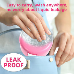 Travel-friendly denture cleaning case in pink and white