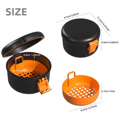 ARGOMAX denture cleaning case with opened lid and silicone ring