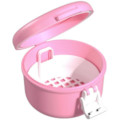 Front view of ARGOMAX leak-proof retainer cleaner case in pink and white