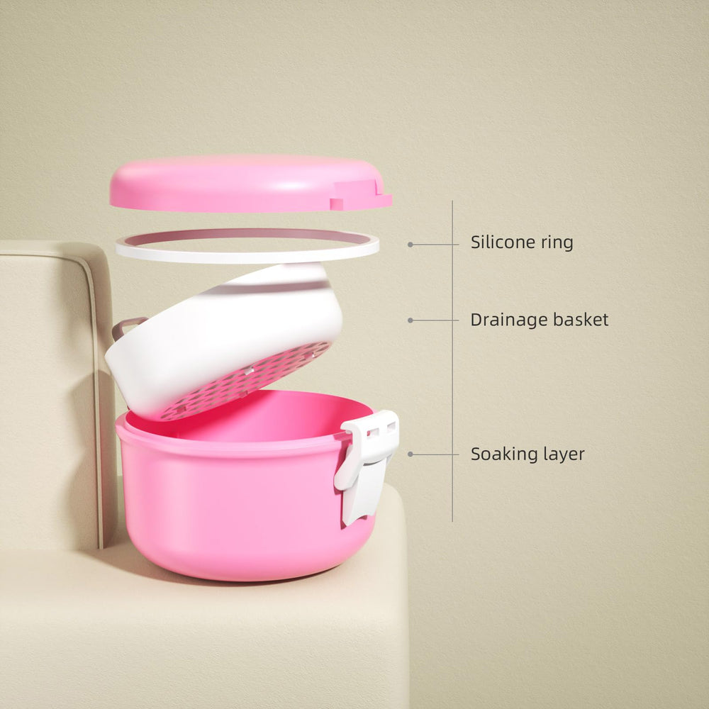 Durable hinges and closed case of ARGOMAX denture container