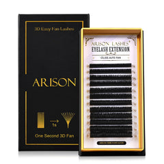 Arison Lashes 3D Easy Fan closeup shows instant volume and clean lash separation.
