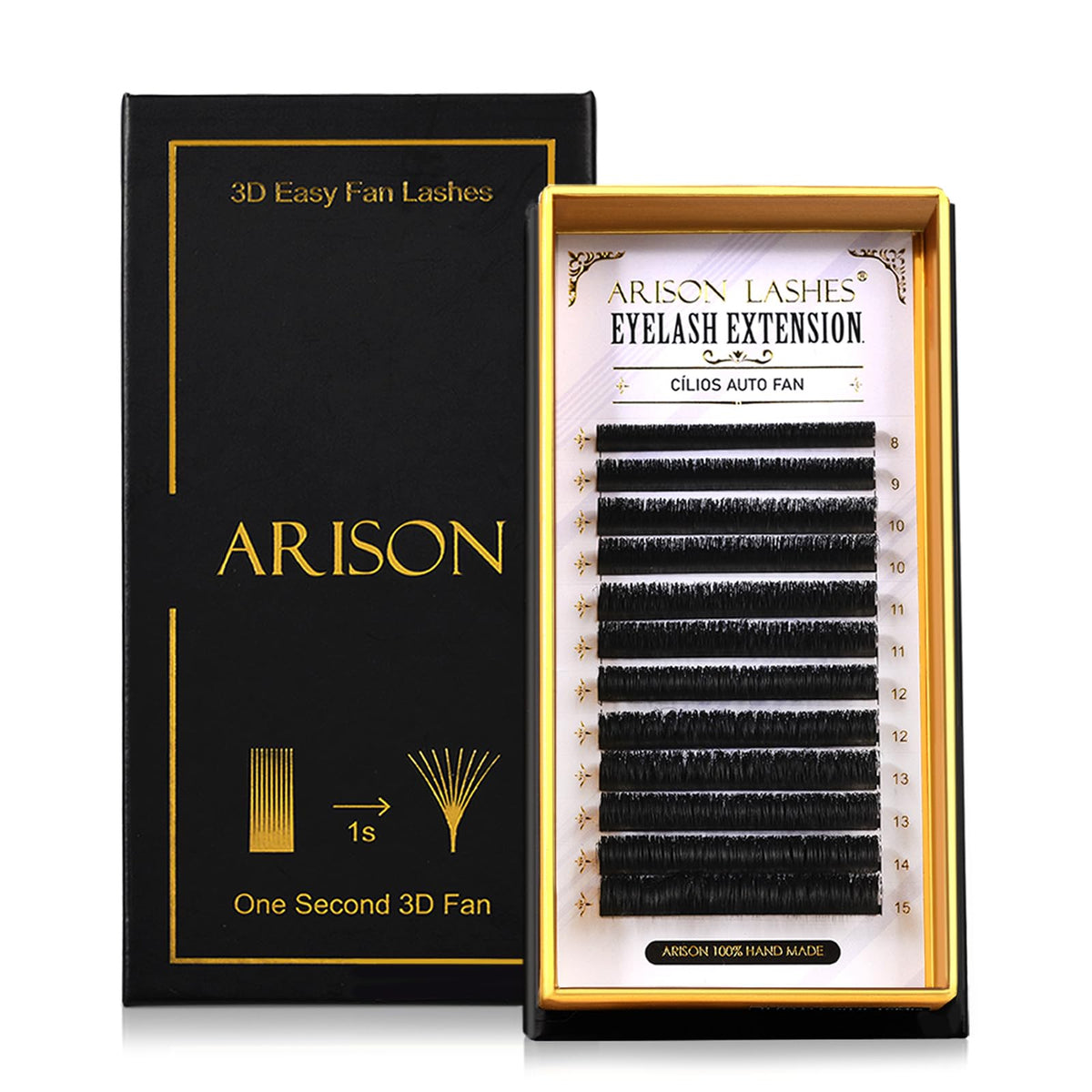 ARISON LASHES 3D Easy Fan Lashes bundle 0.07 mix for instant volume