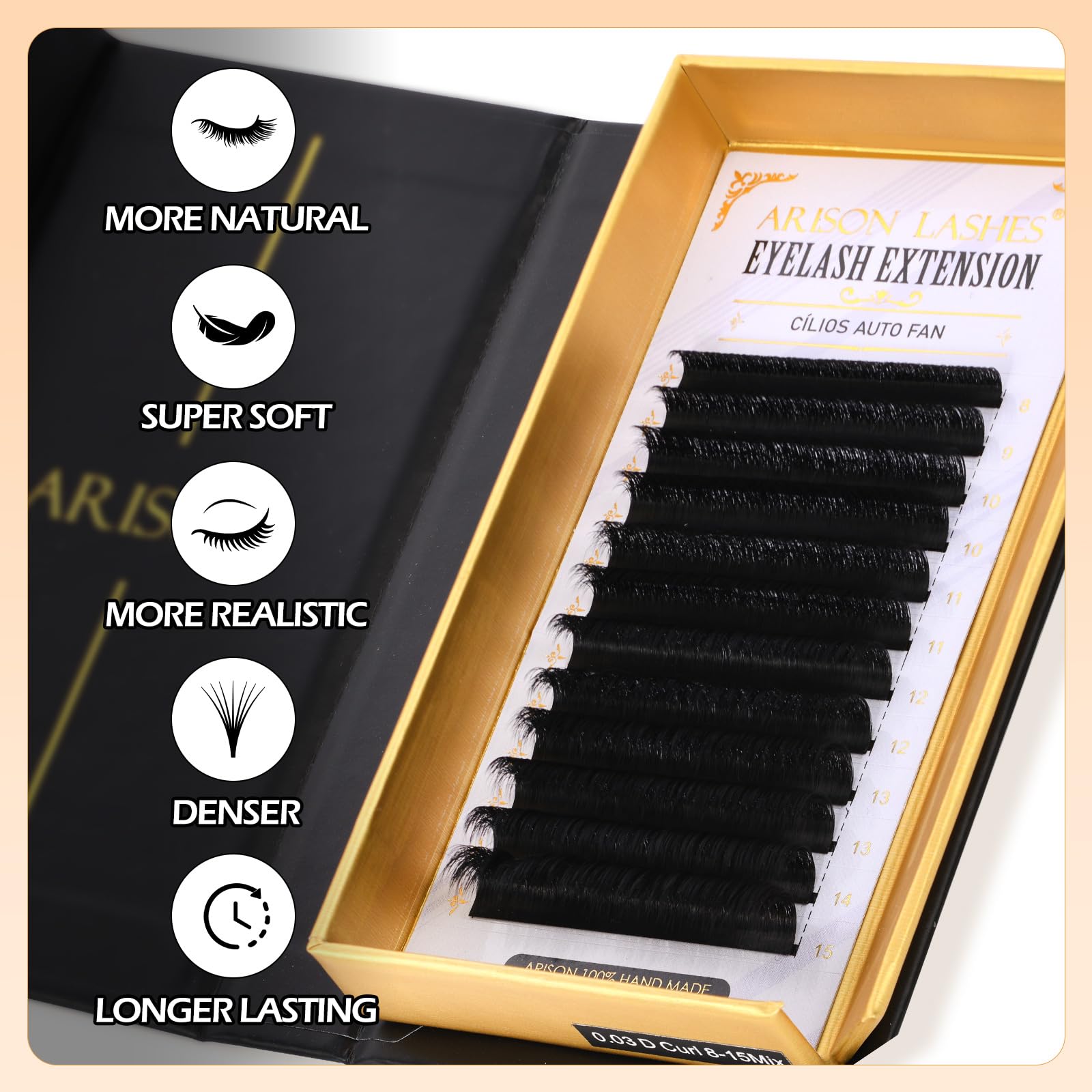 ARISON LASHES Curvature range B-40 to CC-65 for versatile styling