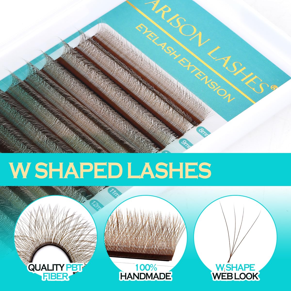 ARISON LASHES YY W-shape 4D fans close-up shows fluffy, graceful curl.