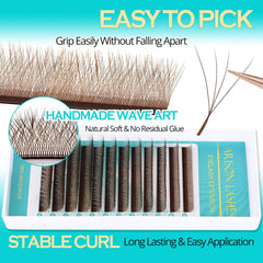 ARISON LASHES YY W-shape 4D fans on natural lash demonstrate strong retention potential.