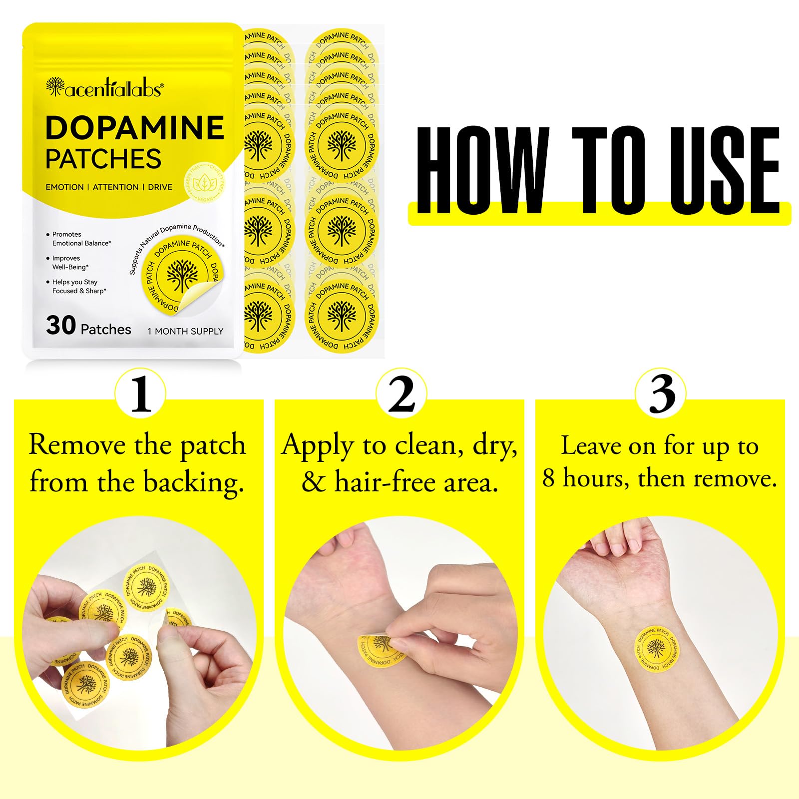 Easy removal of dopamine patch with water or oil