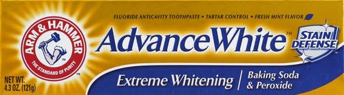 Tube of ARM & HAMMER Advance White Baking Soda & Peroxide toothpaste