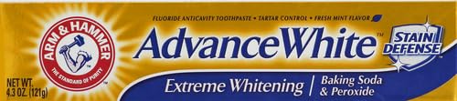 Lifestyle shot of ARM & HAMMER Advance White toothpaste on bathroom counter