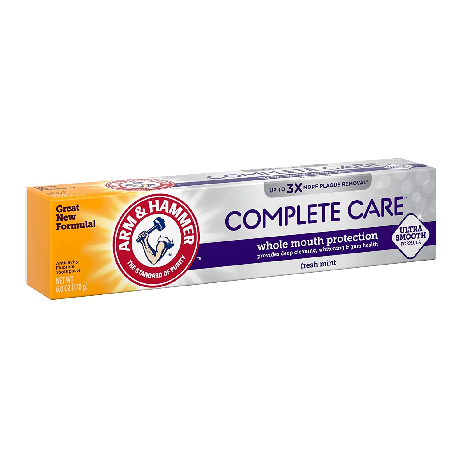 Arm & Hammer Complete Care branding on toothpaste packaging