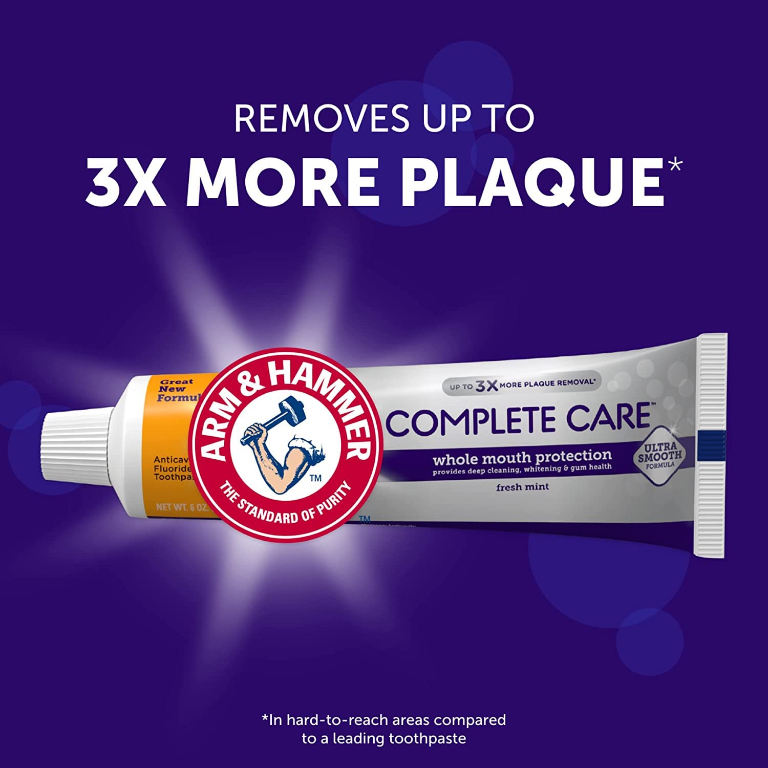 Front view of Arm & Hammer Complete Care 6 oz toothpaste pack