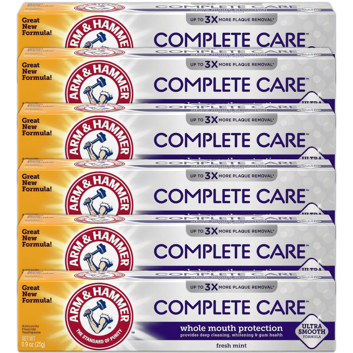 Front view of ARM & HAMMER Complete Care Toothpaste 6 pack