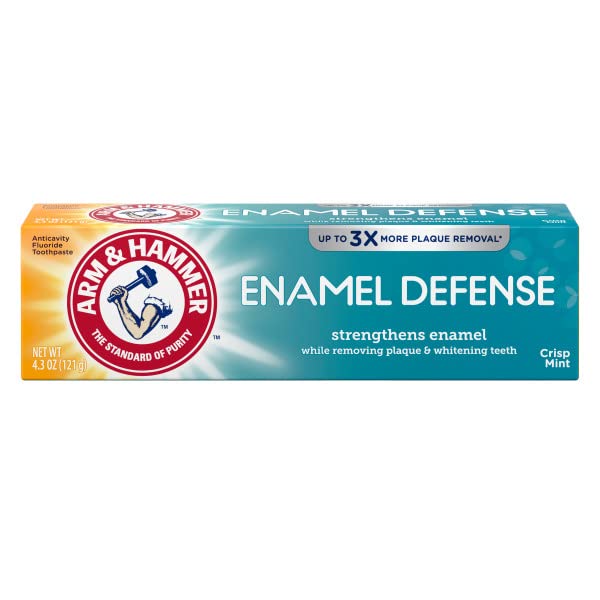 Two 4.3 oz tubes of ARM & HAMMER Enamel Defense Fresh Mint toothpaste