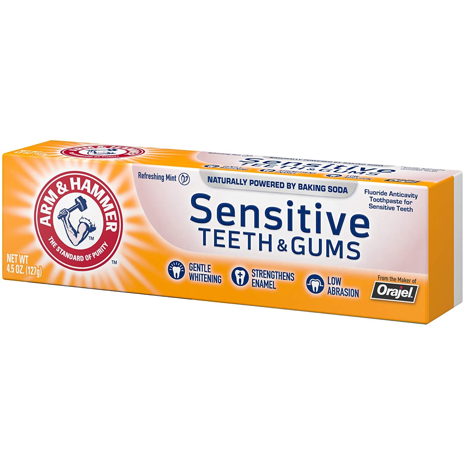 Product packaging displaying Sensitive Teeth & Gums text