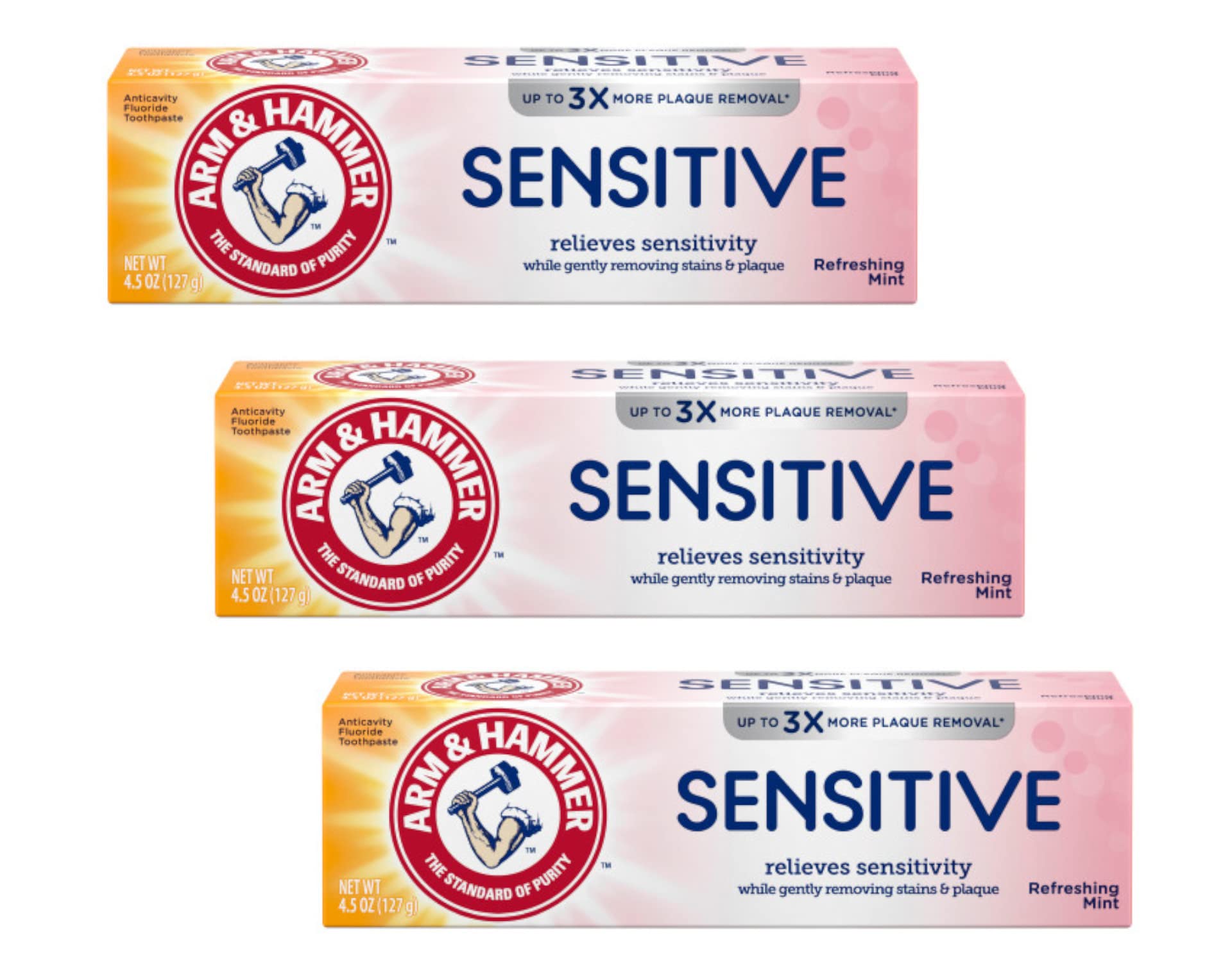 Arm & Hammer Sensitive Teeth & Gums Toothpaste Mint flavor pack of 3 - front view