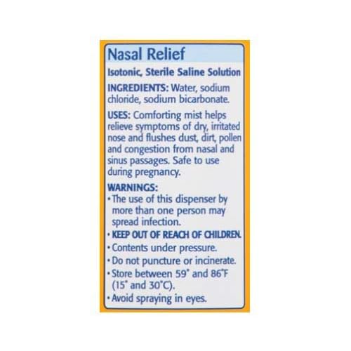 Arm & Hammer Simply Saline Mist closeup highlights drug-free formula.