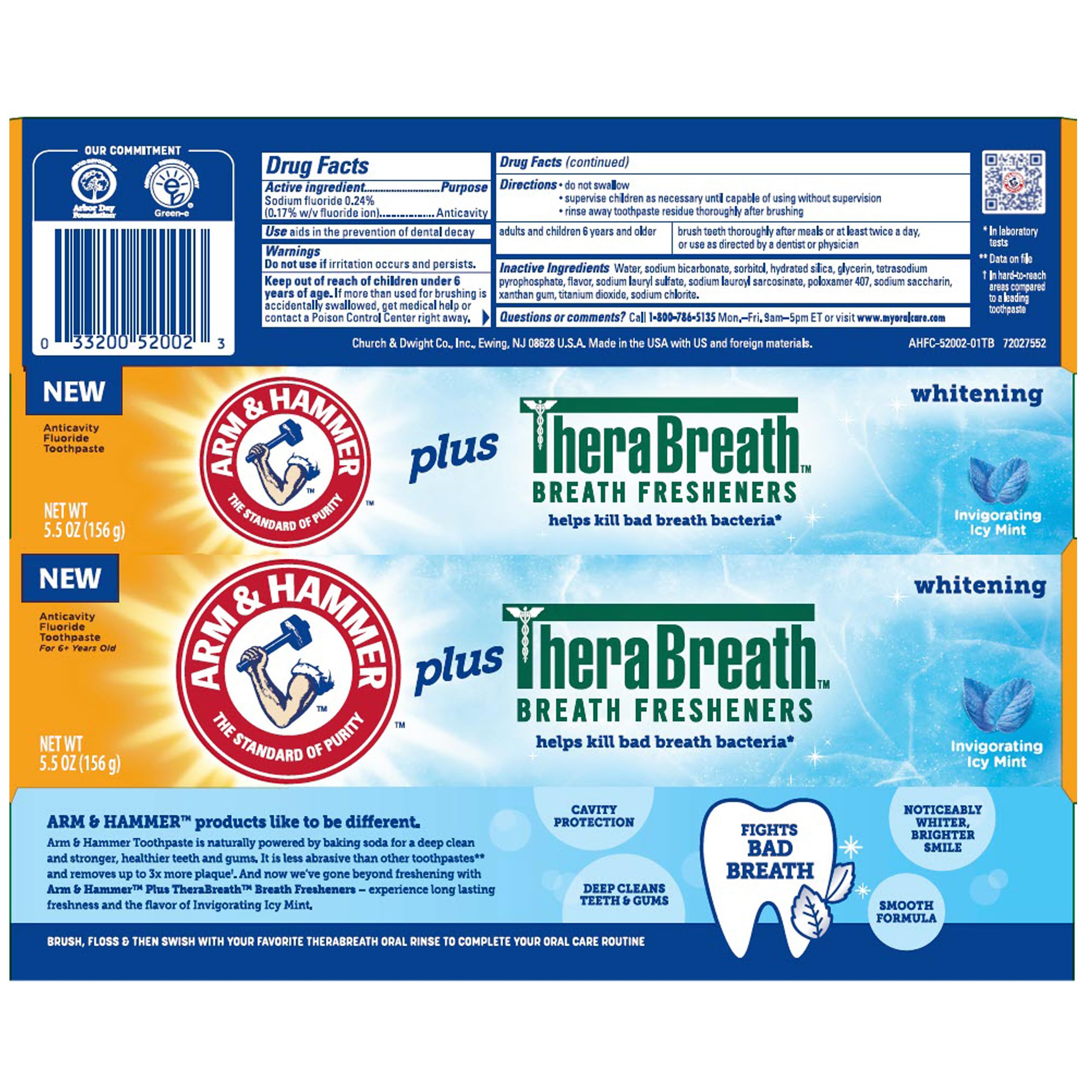Arm & Hammer whitening toothpaste 0.9 oz tubes in 6-pack display