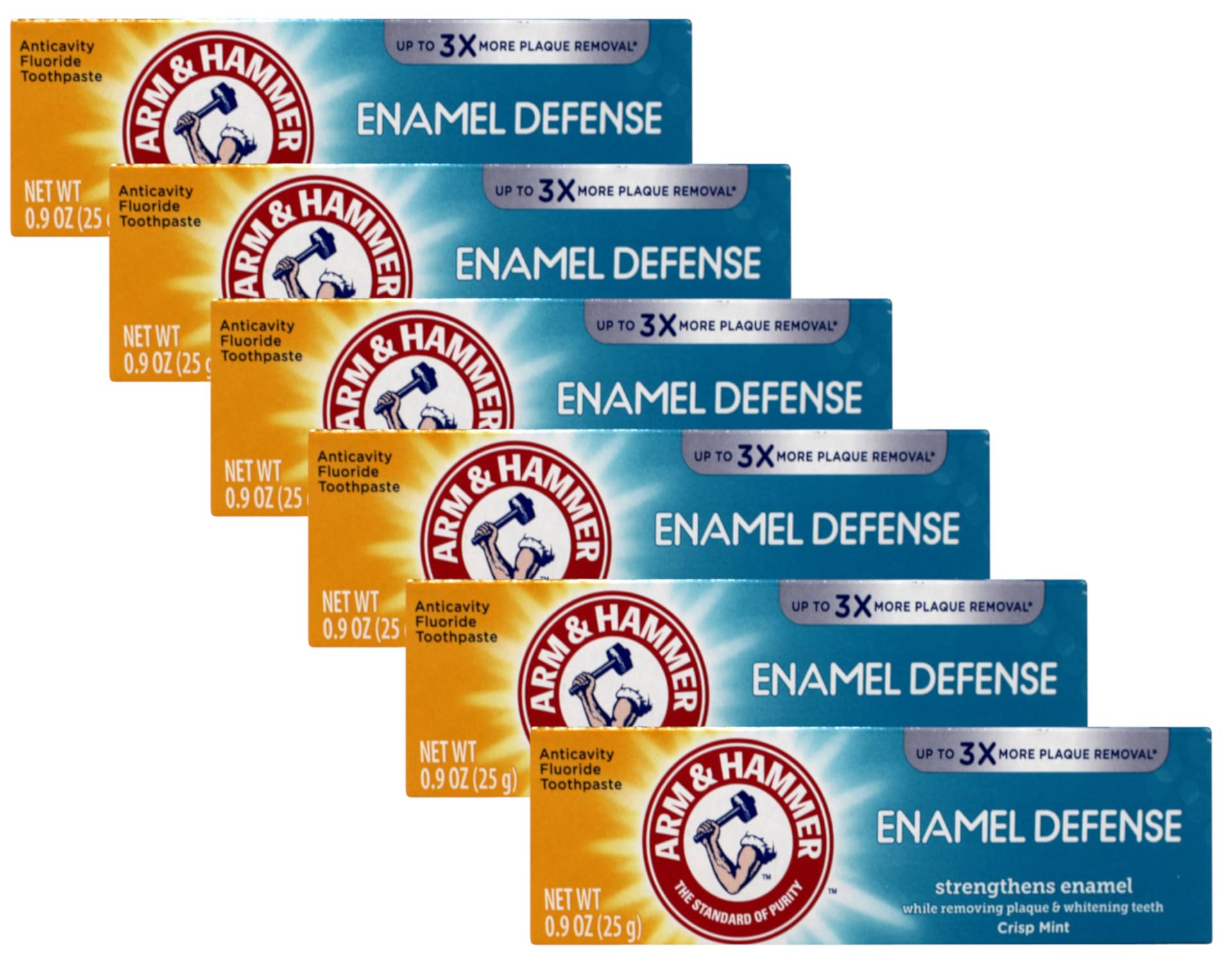 Six-pack carton of Arm & Hammer Truly Radiant Bright & Strong Whitening Toothpaste