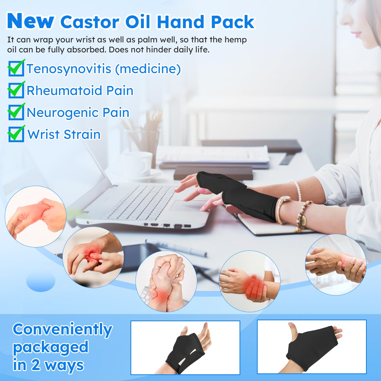 Arm and knee castor oil wrap packs