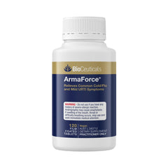 Packaging and bottle of ArmaForce Olive Leaf 120 Tablets vegan