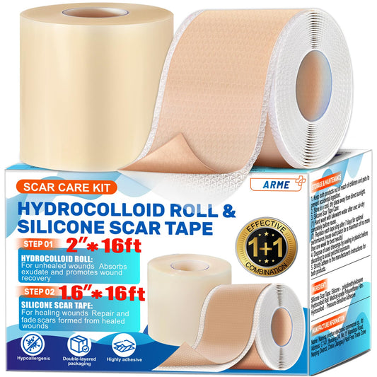 Arme hydrocolloid roll wound care image shows semi-transparent bandage for gentle exudate management