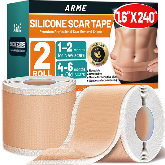 Arme silicone scar tape rolls close-up, highlighting medical-grade material for scar care.